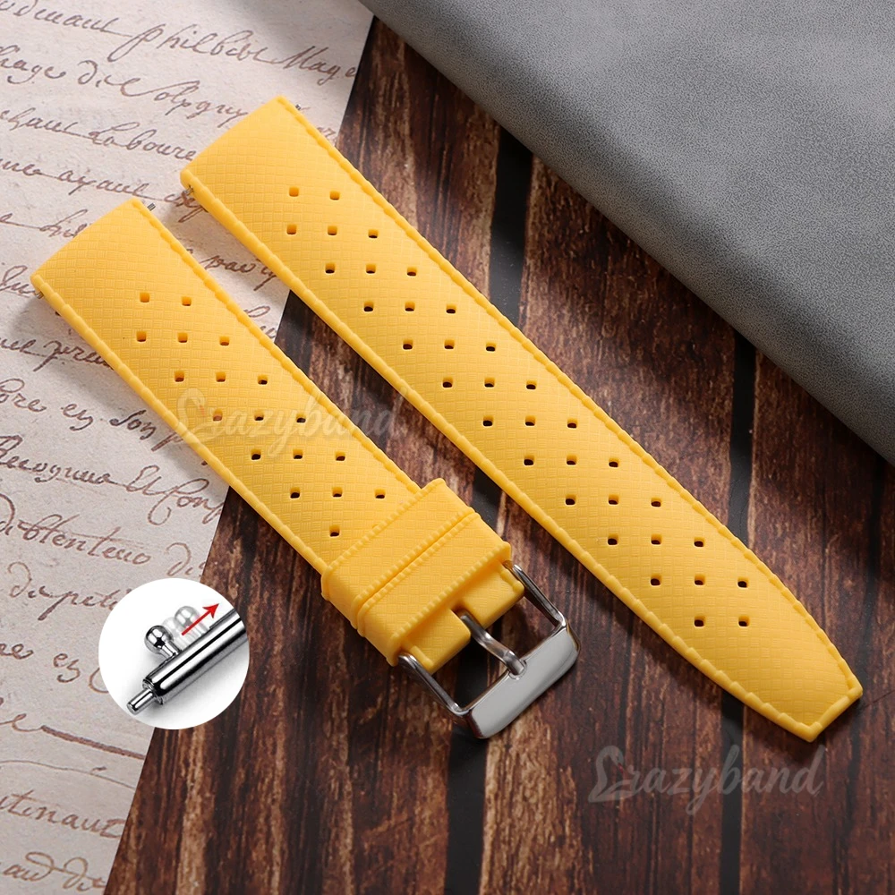 Universal Soft Silicone Sport Watch Strap - Breathable Rubber Bracelet in Brown, Orange, and Black (20mm & 22mm)