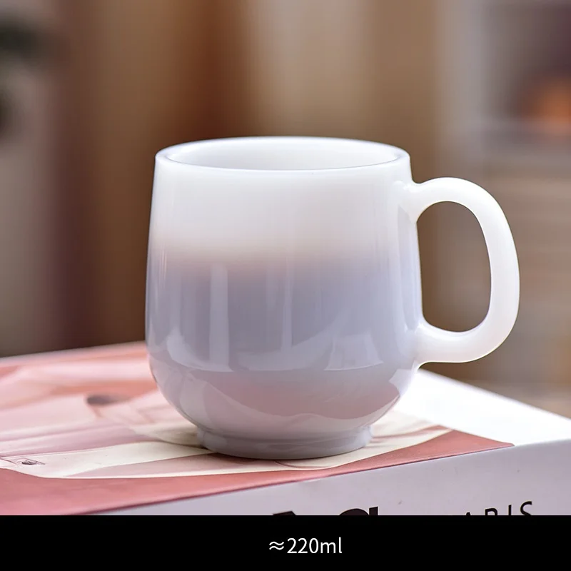 Heavy Glass Mug Cup 220ml 7oz Heat Resistant Jade Like White Thick Coffee Mug Tea Juice Water Cup 1 Piece
