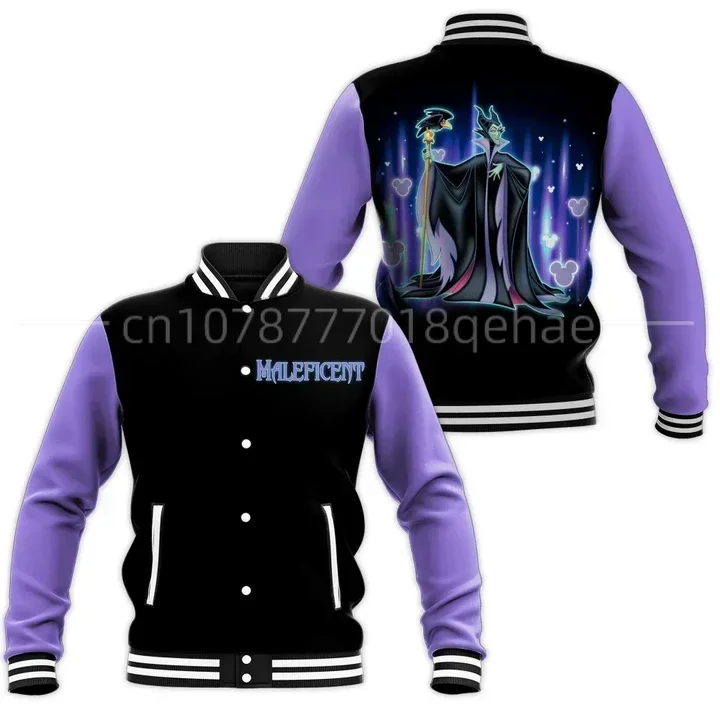 2023 Disney Maleficent Giacca Da Baseball Disney Maleficent Giacca Da Baseball Casual Oversize Street Giacche Da Uomo E Da Donna