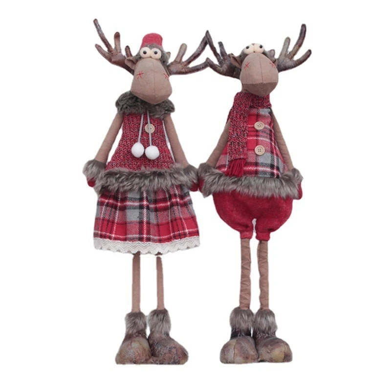 

Christmas Reindeer Plush for Doll Gift Adjustable Leg Holiday Home Party Decorat