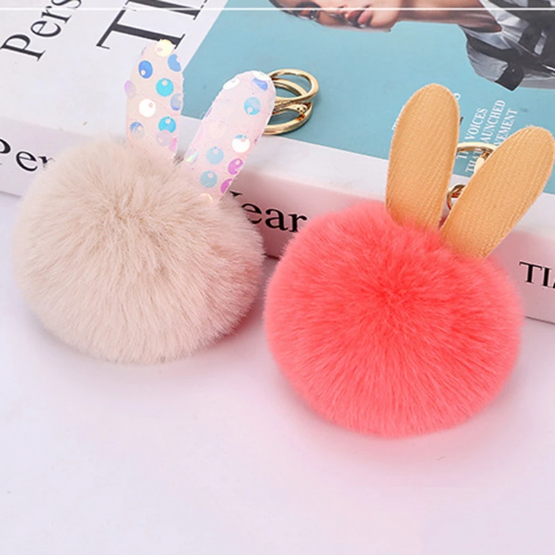 Colorful Unicorn Cat Heart Pompom Keychain Ladies Bag Pendant Car Key Holder Girl Key Ring Charms Accessories Giftt european cartoon knitted hat winter baby cap girl boy embroidery unicorn accessories pompom beanie winter warm kids hats bonnet