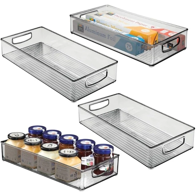 Mdesign Plastic Kitchen Storage Organizer Bins For Pantry, Fridge