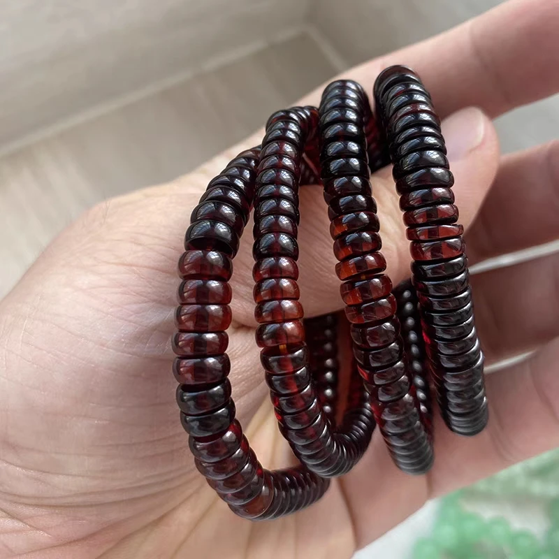 Natural Blood Red Amber Abacus Beads Bracelet 8mm Women Men Fashion Amber Healing Stone Amber Rare AAAAA