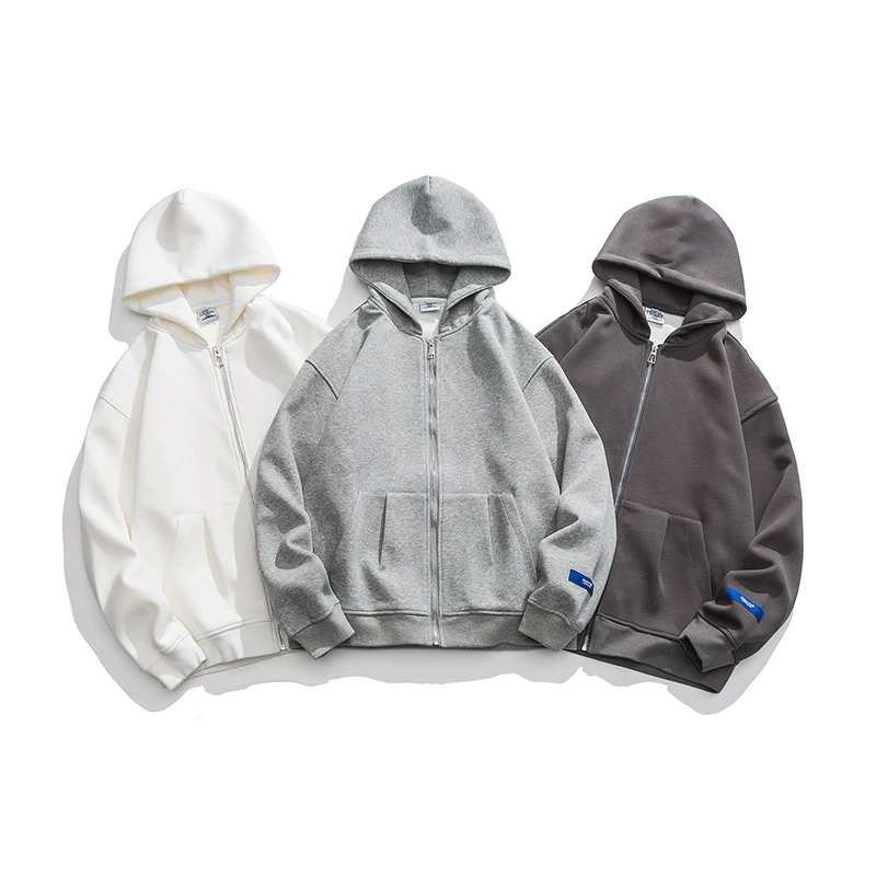 

2023 Spring and Autumn men's new pure cotton American solid color hooded open zipper hoodie