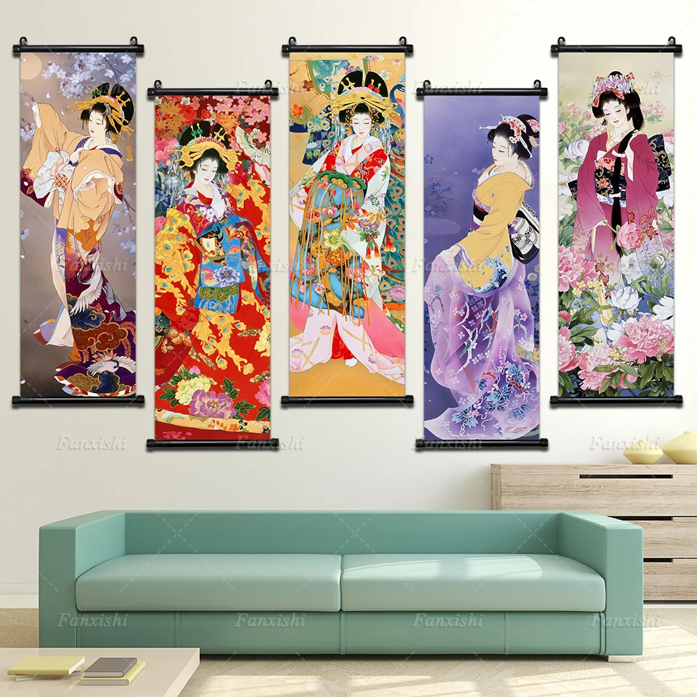 

Home Decoration Japanese Geisha Hd Prints Decorative Vintage Flower Canvas Painting Living Room Bedroom Classic Wall Art