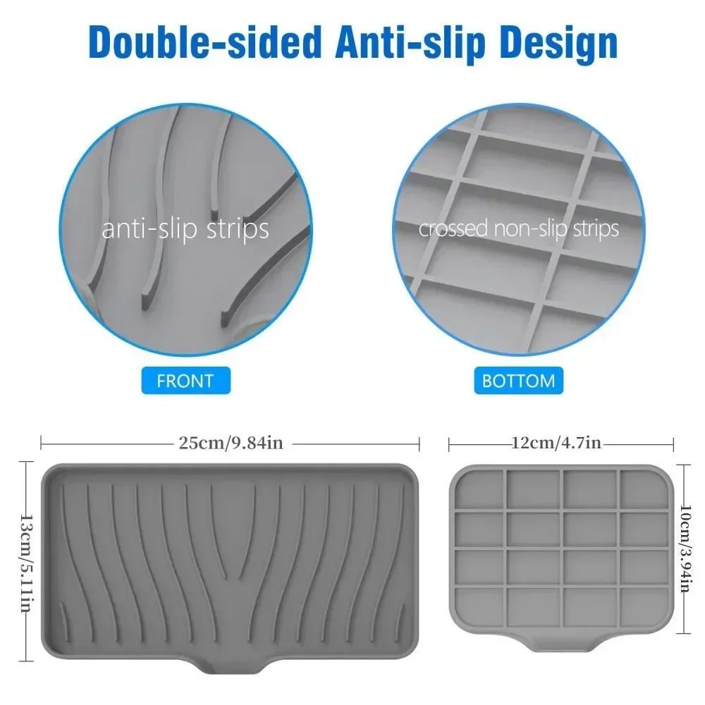 Soap Box 1-Pack Silicone Drain Kitchen Bathroom Anti-slip Sink Tray