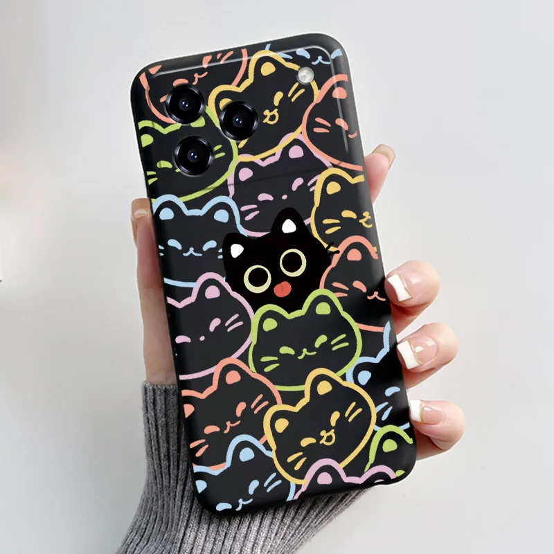 Cute Love Rabbit Cartoon Black Soft Silicone Protective Phone Case