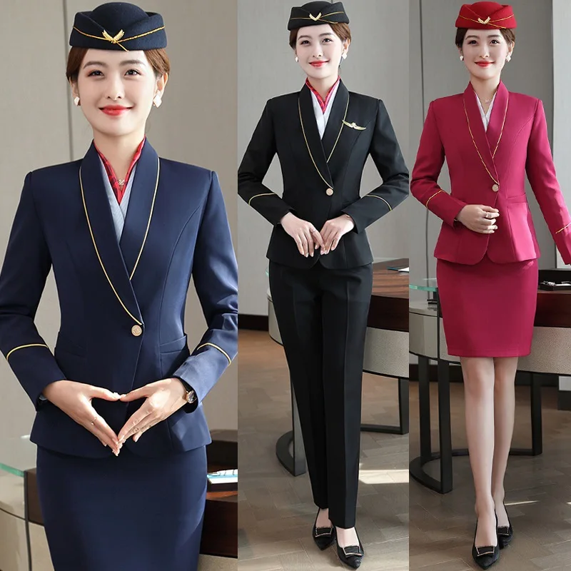 

9922 Hotel Waiter Workwear Business Wear Vest Suit Formal Suit Stewardess Flight Attendant Workwear Uniform