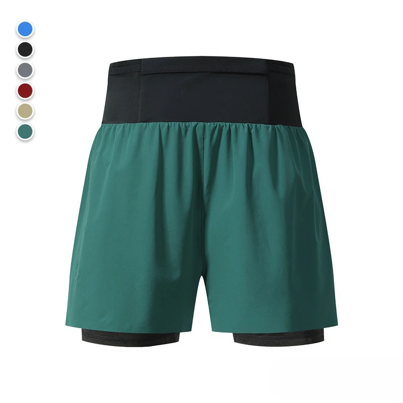 2 in 1 Running Shorts for Men Women Summer Quick Dry Anti Chafing 2 Layer Shorts for Trail Running Marathon