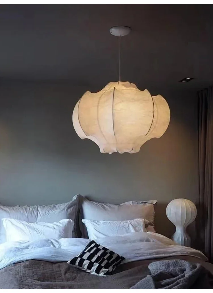 Description Picture 2 of itemJapanese Style Wabi-sabi Silk Net Celebrity Creative Pendant Lights Cream Style Living Room Bedroom Restaurant Homestay LED Lamp