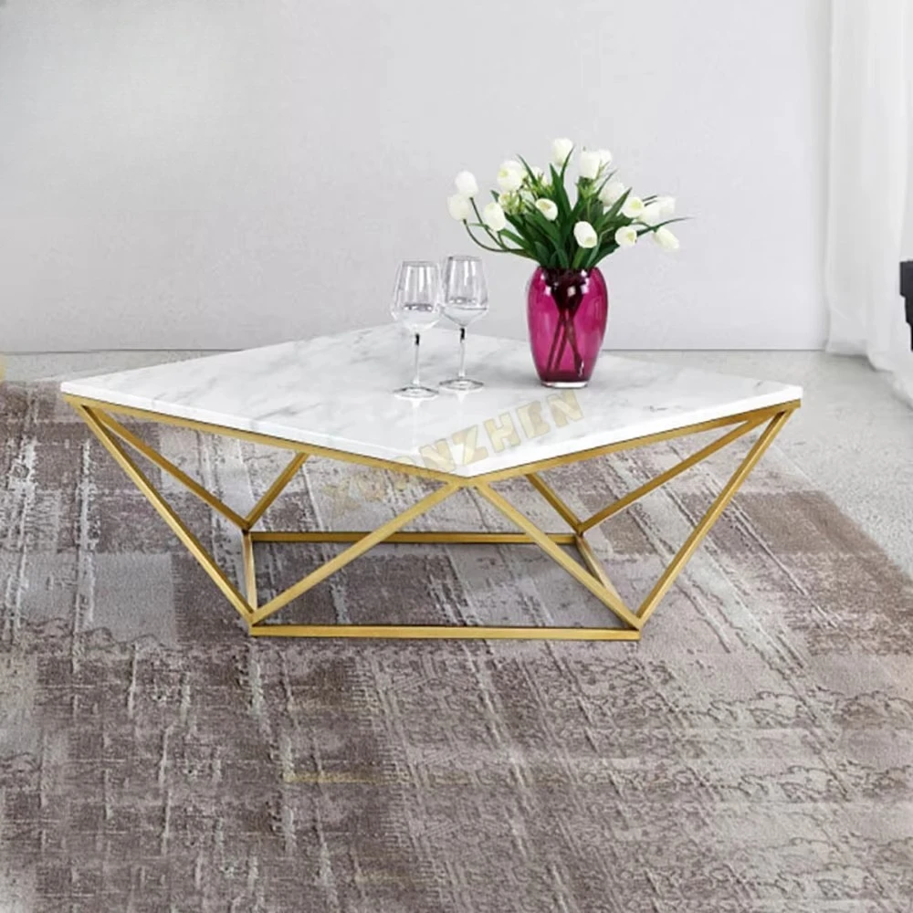 Stainless steel Foshan furniture coffee table marble luxury coffee table