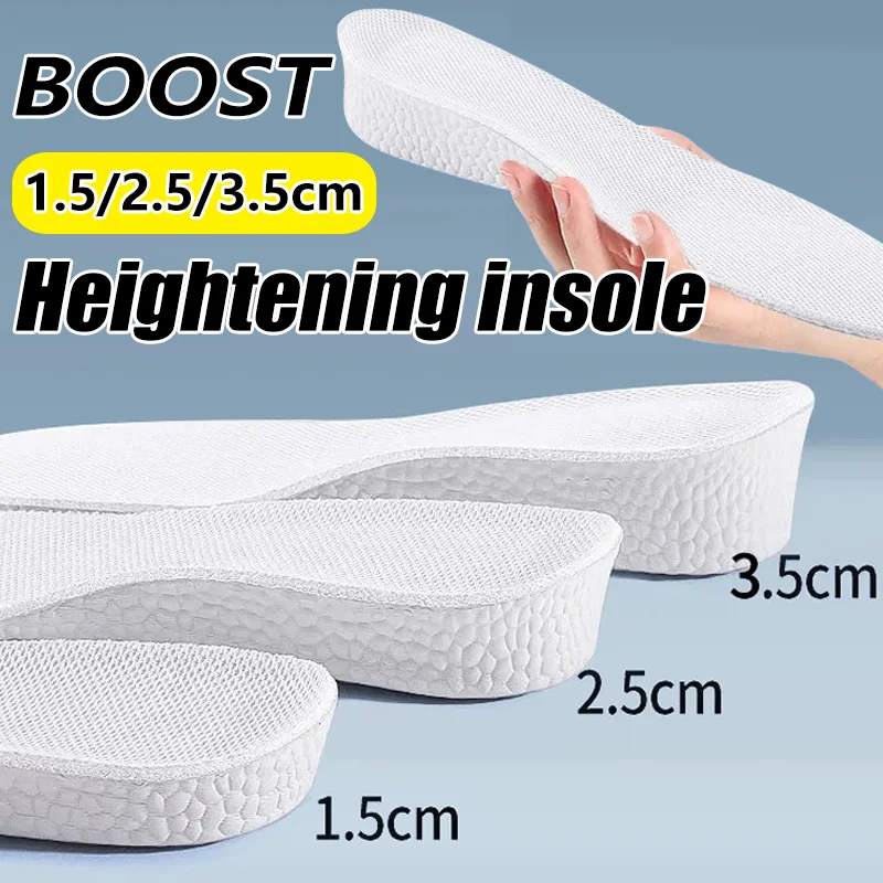 รูปสินค้า พื้นรองเท้ากีฬาเพิ่มความสูงความสูง1.5/2.5/3.5ซม. Insole Memory Foam ป๊อปคอร์สำหรับเท้าผู้ชายผู้หญิงออร์โทพีดิกส์รองเท้าแทรกดูแลเท้า