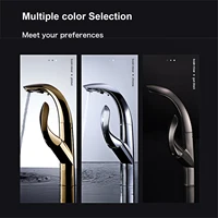 ทองเหลืองหรูหราทองสวิทช์สัมผัสก๊อกน้ําห้องครัวแบบดึงออก 1 หลุมเดี่ยวจับอ่างล้างจานร้อนและเย็น 2 ฟังก์ชั่นผสม 6