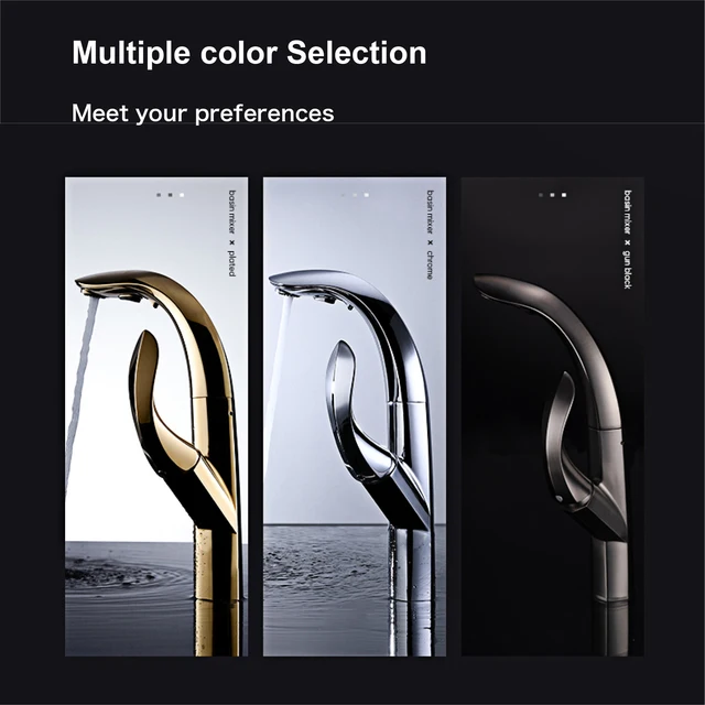 ทองเหลืองหรูหราทองสวิทช์สัมผัสก๊อกน้ําห้องครัวแบบดึงออก 1 หลุมเดี่ยวจับอ่างล้างจานร้อนและเย็น 2 ฟังก์ชั่นผสม 6