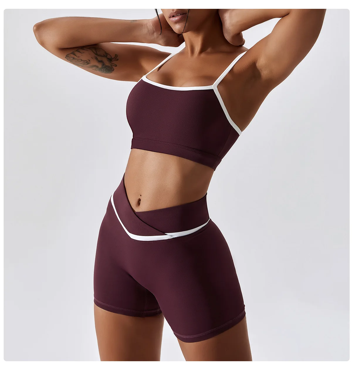 

Splice Color Contrast Nude Yoga Bra Lulu Tight Running Sports Bra Shockproof Quick Drying Sports Fitness Pants Suit Shorts Set