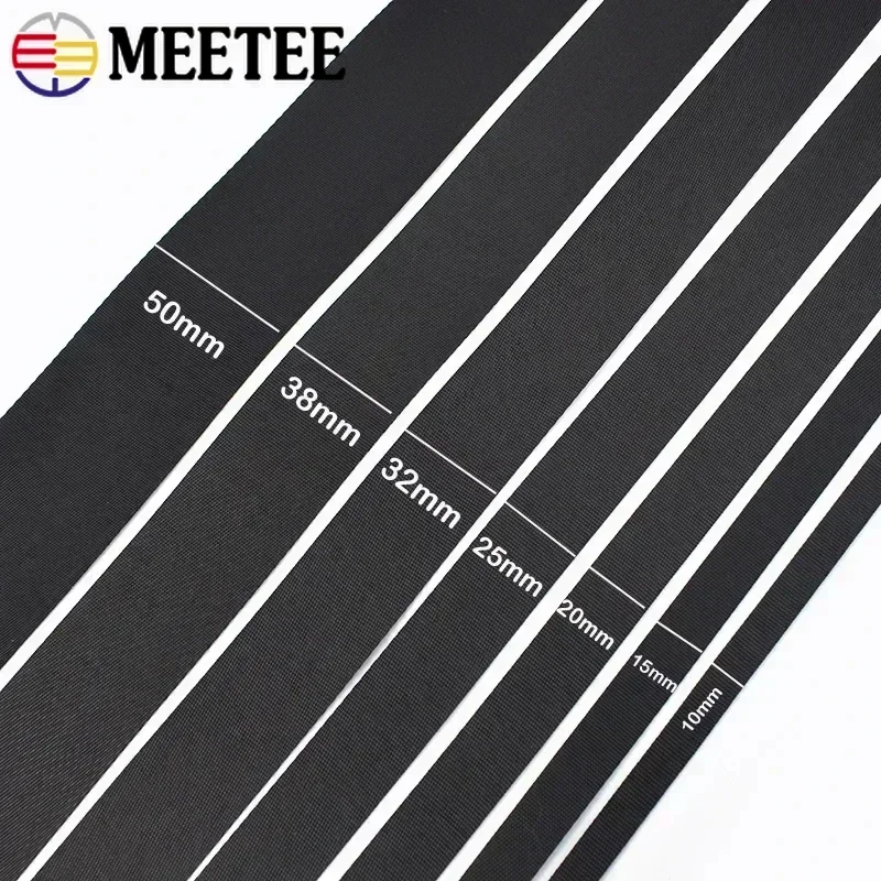 Durable Black Nylon Webbing Straps for DIY Sewing and Craft Projects - 5M Roll, 10-100mm Width