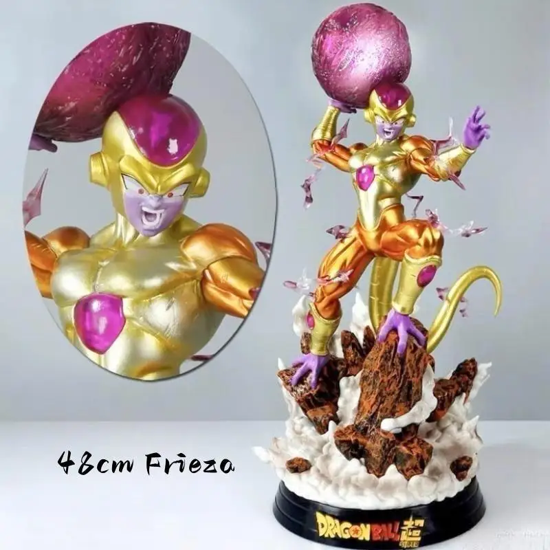 

48cm Dragon Ball Z Golden Frieza Figure Anime Final Form Fukkatsu Will Shine Super Action Figurine Model Statue Toys Best Gift