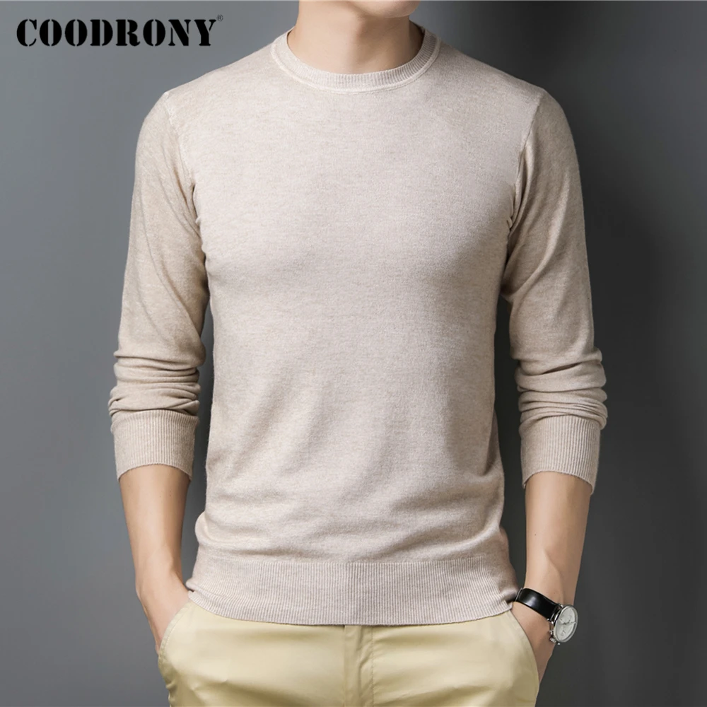

COODRONY/брендовый Однотонный свитер с круглым вырезом; Мужская одежда; Сезон осень-зима; Разноцветная вязаная одежда; Повседневный мягкий теплый пуловер из джерси; Z1114