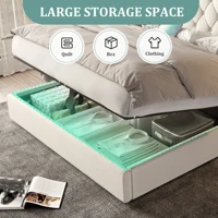 Современный каркас кровати LVHOM 160 x 200 см с длинным изголовьем, бархатной тканью, USB-портами и местом для хранения. — изображение 6