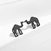 Stainless Steel Ear Studs Desert Camel Earrings for Women Fashion Studs Men's Punk Black Natural Inspired Animal Lover Jewelry 3