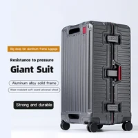 Suitcase Wide Handle Travel Suitcase Men 20 24 26 Carry-On Luggage Women PC Aluminum Frame Trolley Case