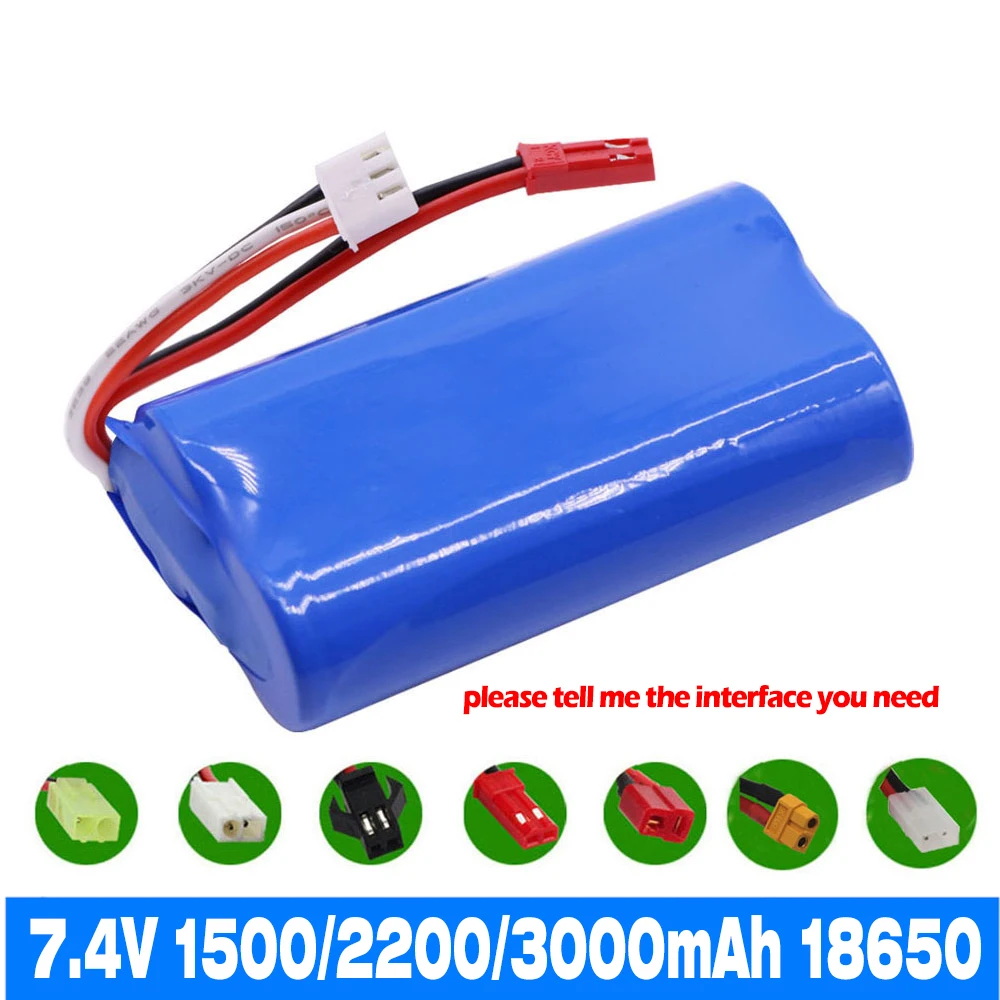 

7.4V 2200mAh/3000mAh 18650 lipo Battery for Q46 Wltoys 10428 /12428/12423 WPL MN99S D90 U12A S033g Q1 H101 Rc Boats Cars