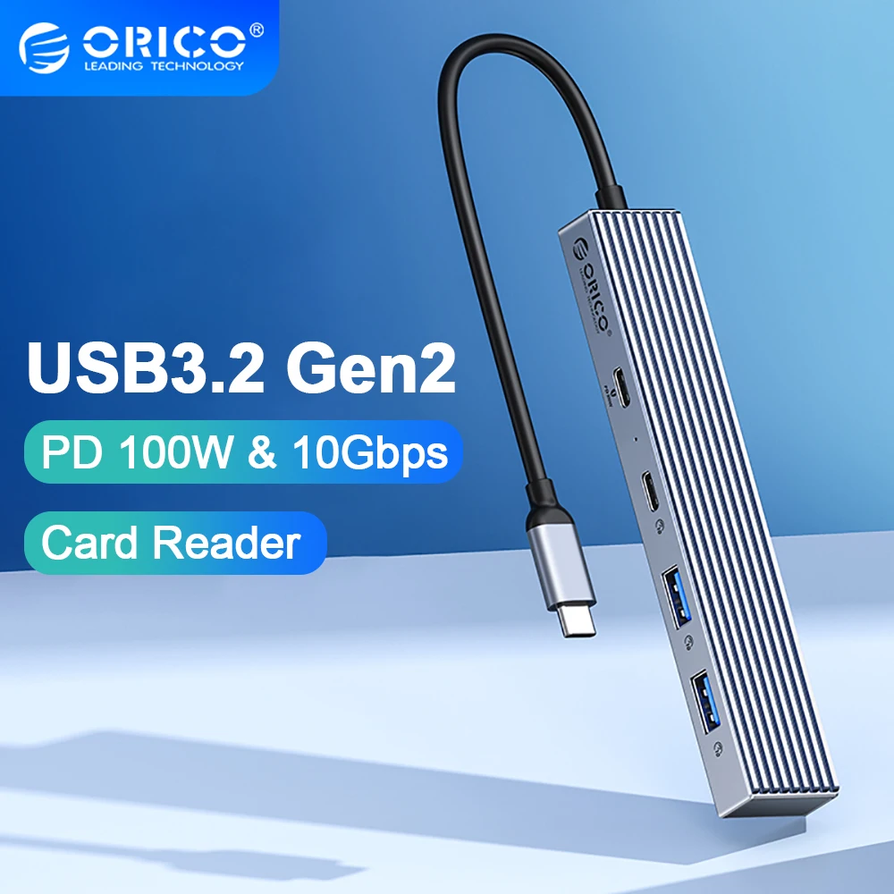 Orico-usb c Hub para pc Portas 10gbps Usb 3.2 4k 60hz Compatível com Hdmi Pd100 sd tf Splitter Adaptador Otg Acessórios para Computador