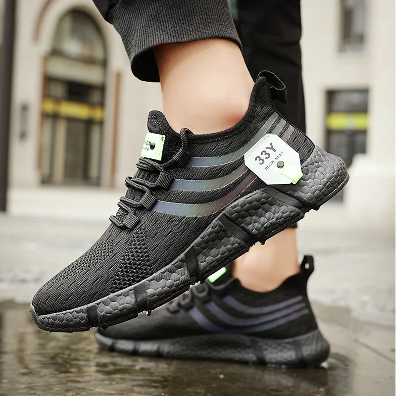 Männer Casual Sport Schuhe Atmungsaktive Leichte Turnschuhe Outdoor Mesh Schwarz Laufschuhe Athletisch Jogging Tenis Wanderschuhe – Detail 8