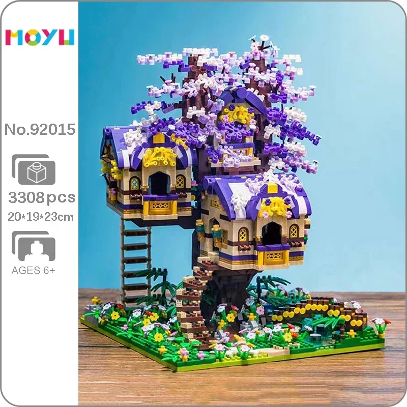 

92015 Architecture Building Bricks Set Elf Tree House Forest Cabin Flower Garden 3D Mini Diamond Blocks Toys for Children No Box