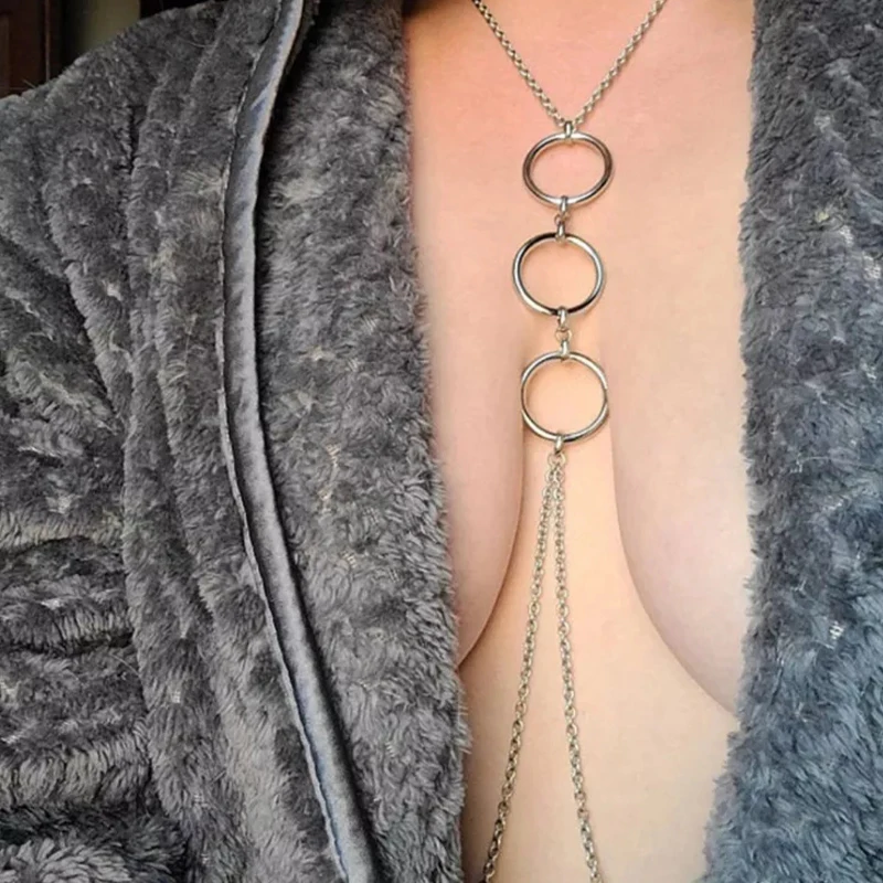 

Beach Body Jewelry Sexy Chest Chain To Nipple Circle Stainless Steel Nipple Chain Sexy Body Accessories Wife's Lover Fun Jewelry