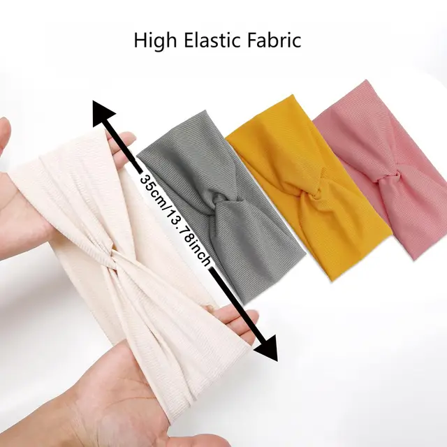Silky Threaded Fabric Twist Headband Yoga Workout Running Sport Elastic Hair Bands for Women's Turban Hair Wrap for Girls 3