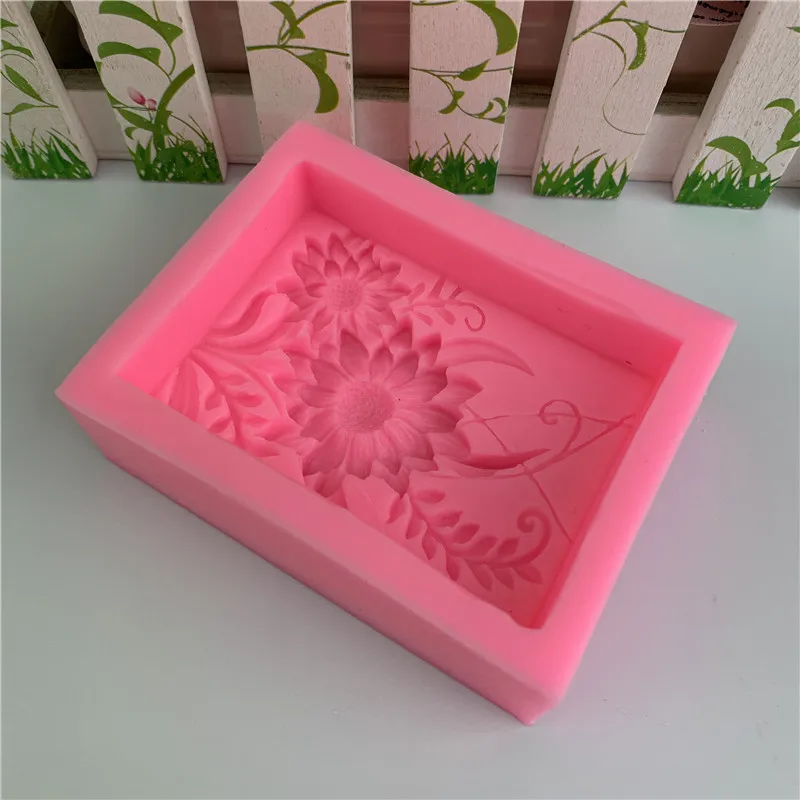 Soap Mold 3D Square Rose Flower Silicone Handmade Relief Chrysanthemum for Plaster Resin Making DIY Cake Decoration Baking silicone soap molds epoxy resin molds