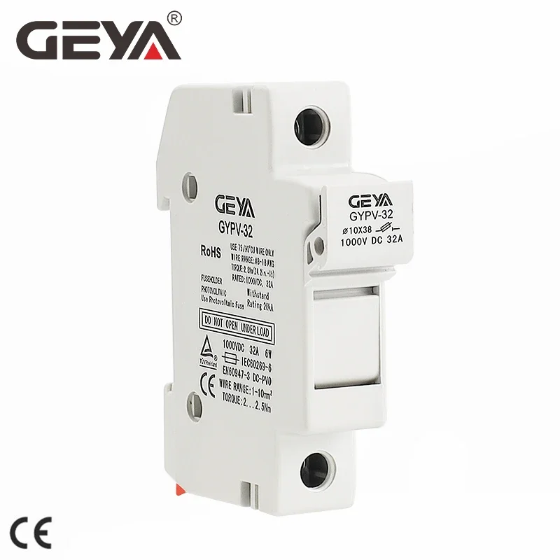 GEYA1P Solar Photovoltaic Fuse Holder 10*38mm PV Fuse Link for Solar System Protection 1000V DC 10A 15A 20A 25A 30A