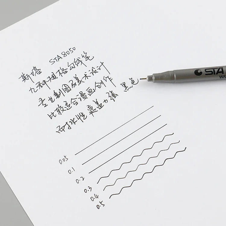 STA  Waterproof  Fade Proof Micron PenTip Fine Liner Black Sketch Water Marker Pen for Manga 3