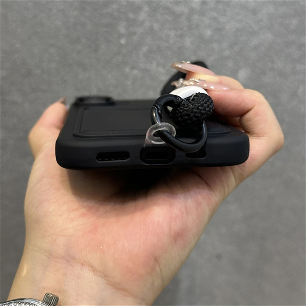 Korthållare med plånbok och handledsrem för telefonskal till iPhone 13 15 16 Pro Max 11 12 14 Plus X XS XR Nylonfodral med rem och stötfångare_voghion.com