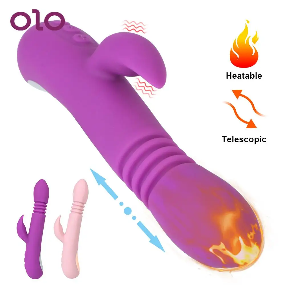 

OLO G Spot Massager Heating Telescopic Dildo Vibrator Female Masturbation Dual Vagina Clitoris Stimulate Sex Toys for Women
