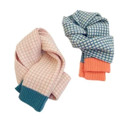 Châle en laine tricoté pour enfant, foulard épais et chaud, Style coréen, Patchwork, nouvelle collection hiver 