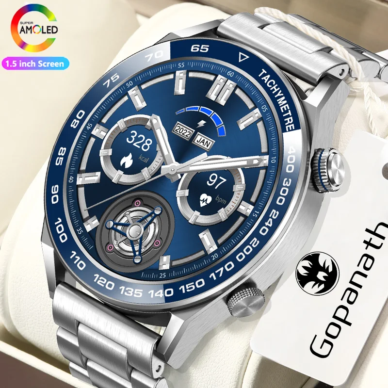 

2023New NFC Smartwatch For Men 390*390 HD Screen Heart Rate Monitor Bluetooth Call IP68 Waterproof Smartwatch For Men For Huawei