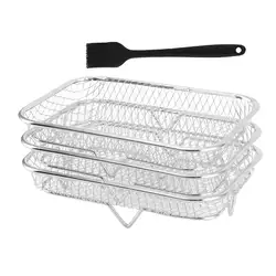 Universal Stackable Air Fryer Baking and Skewer Rack Set (Rectangle 3pcs)