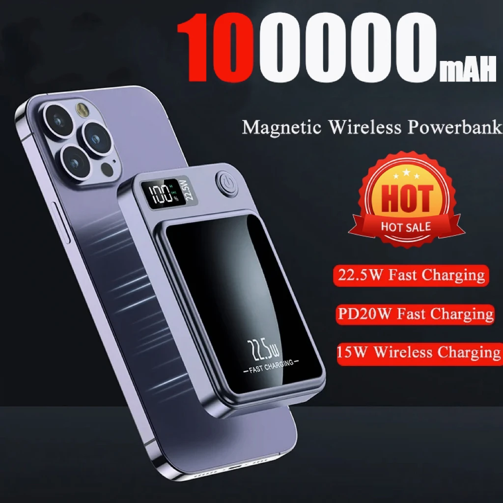 

Внешний аккумулятор Macsafe на 100000 мА · ч с магнитом для iphone 12, 13, 14 Pro Max