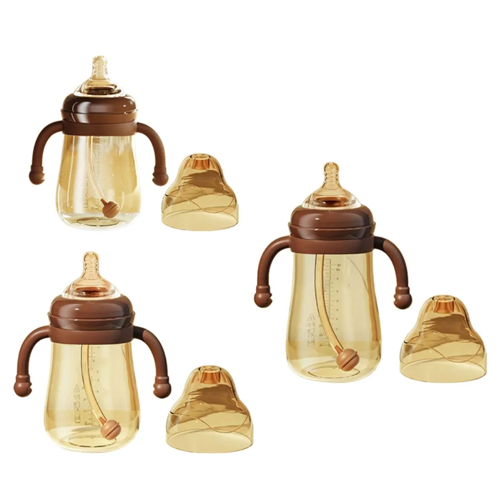 Baby Feeding Bottles Newborn Silicone Bottle Handle 180/240/300ml Infant Straw Bottle 0-3Y