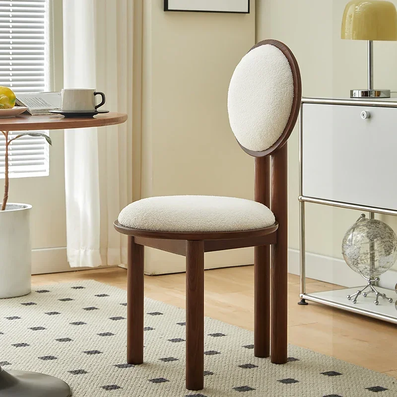 

Chic Dining Chair Designer Kitchen Stool Cream Wind Solid Wood Makeup Chair Blending Function with Living Room Elegance