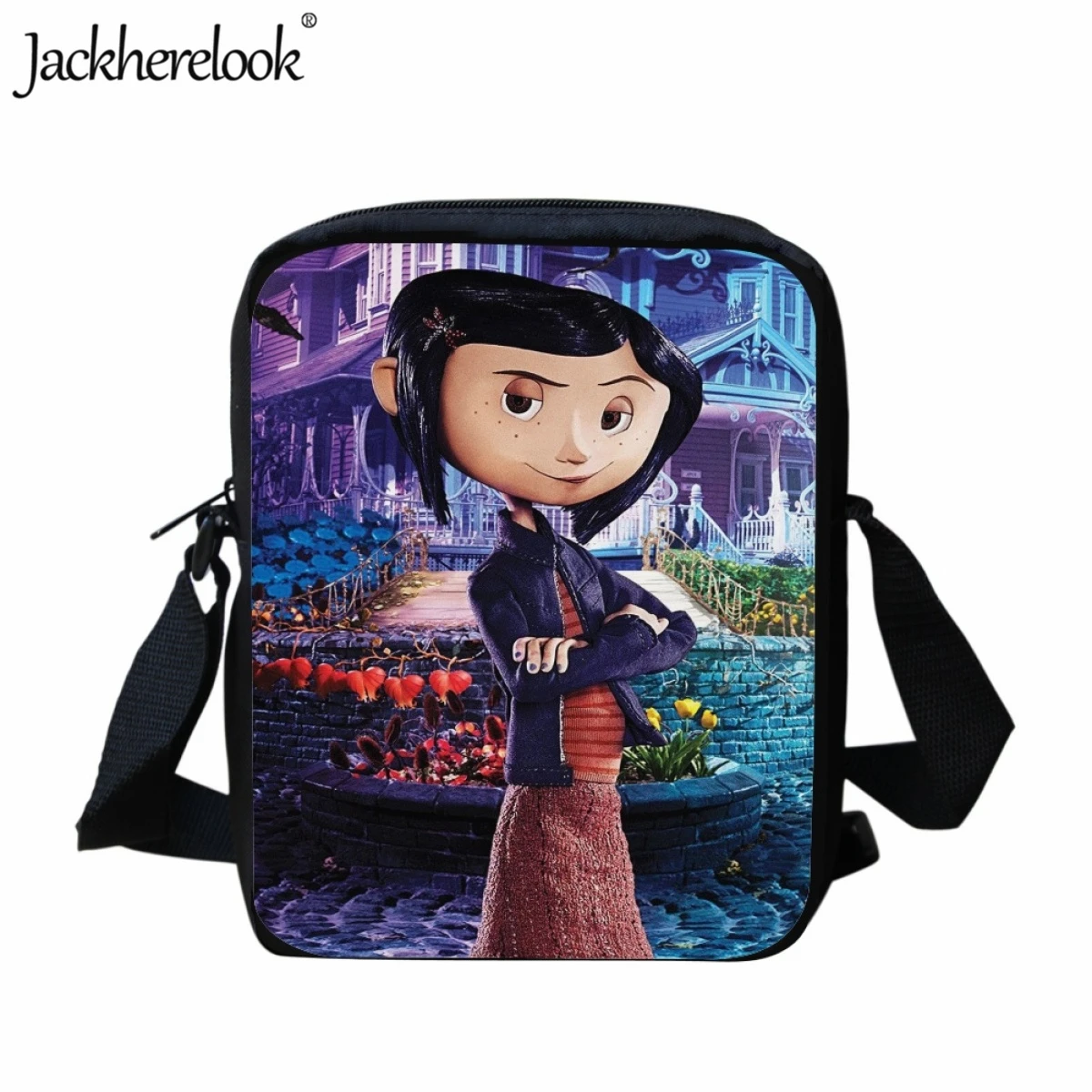 

Jackherelook Cartoon Coraline Fluffy Print Student Messenger Bag Daily Small Capacity School Lunch Bag Kids Travel Shoulder Bag