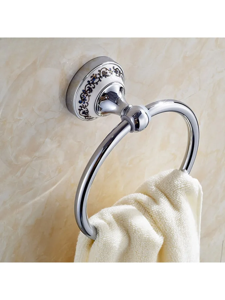 *Vintage Style Bathroom Towel Ring Wall Mount Holder Towel Rack Chrome Plate Stainless Steel Bathroom Accessories With Ceramic