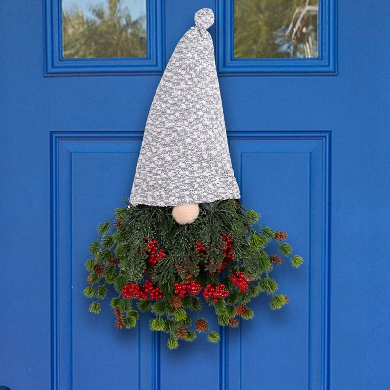 

Рождественский венок «Гном» из сосны, рождественские украшения, венок «Гном» для входной двери, подвесное украшение, венок