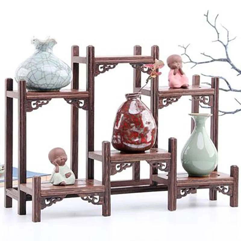 Chinese Kung Fu Tea Pot, Craft Holder, Shelves, Teapot, Pet Vase, Wood Carving, Display Stand, Home Decoration, Teahouse Accesso