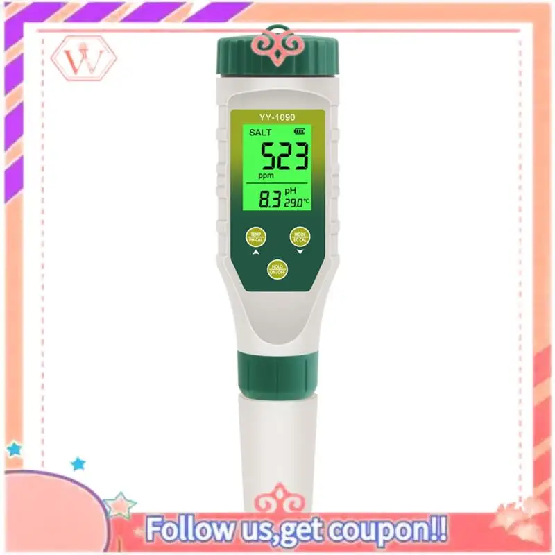 Upgraded 5 In 1 PH/EC/TDS/Salt/Temp PH Meter Swimming Pool Salinity Tester For Drinking Water Aquarium Aquaculture Sp
