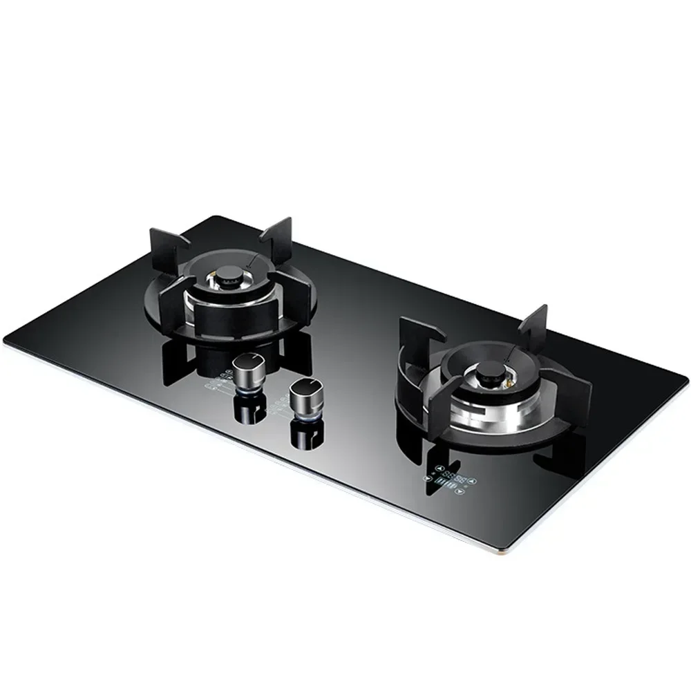 4000W Heat Flow Domestic Embedded Gas Stove Natural Gas Stove Liquefied Gas Hob Tempered Glass Panel Double Stove Cooktop 6
