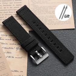 Deluxe Woven Canvas Braided Nylon Watch Band - Durable Premium Strap - 22mm (Black)
