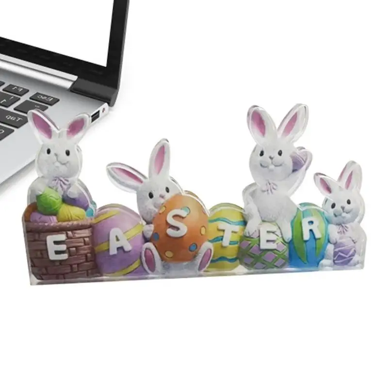 

Easter Bunny Decor Cute Cartoon Acrylic Easter Decorations 2D Colorful Easter Decor Elegant Rabbit Ornament For Desks Living